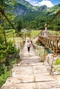 Old bridge in Dragobi over river Lumi i Valbones National Park Valbona in Albania, Europe Royalty Free Stock Photo
