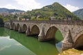 Old bridge on Drina river - Visegrad, Balkans. Royalty Free Stock Photo