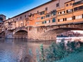 Old Bridge and Florence Lungarni at night. Panoramic cityscape in Autumn, Tuscany - Italy Royalty Free Stock Photo