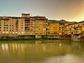 Old Bridge and Florence Lungarni at night. Panoramic cityscape in Autumn, Tuscany - Italy Royalty Free Stock Photo