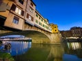 Old Bridge and Florence Lungarni at night. Panoramic cityscape in Autumn, Tuscany - Italy Royalty Free Stock Photo