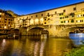 Old Bridge and Florence Lungarni at night. Panoramic cityscape in Autumn, Tuscany - Italy Royalty Free Stock Photo