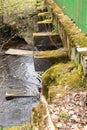 old bridge with green moss. River and bridge