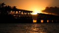 Old bridge on Key West in Florida during sunset time, Bahia Honda State park, US Royalty Free Stock Photo