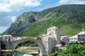 Old Bridge of Mostar during a sunny afternoon. This bridge is the symbol of the war torn main city of Herzegovina
