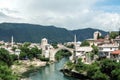 Old Bridge of Mostar during a sunny afternoon. This bridge is the symbol of the war torn main city of Herzegovina