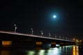 old bridge at night with light Royalty Free Stock Photo