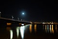 old bridge at night with light Royalty Free Stock Photo