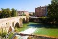 Old bridge over Arga river in Pamplona, Navarre