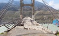 Old bridge over the river Katun, Altai, Russia. Royalty Free Stock Photo