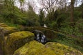 Old bridge over stream in Desmond Dene park, Newcastle, UK Royalty Free Stock Photo