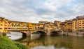 The old bridge of Ponte Vecchio with its many jewelry stores in Florence, Italy Royalty Free Stock Photo