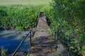 Old bridge through river Don source in Donskoy city