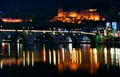 Old bridge and ruined castle in Heidelberg Royalty Free Stock Photo