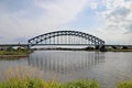 Old bridge of steel named Ijsselbrug over river IJssel to connect the province Gelderland to Overijssel at Zwolle in the Netherlan