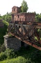 Old bridge for train and ruins