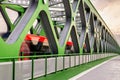 Old bridge with tram in Bratislava, new built version