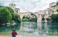 Old brigde on river Neretva in Mostar Bosnia and Herzegovina