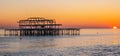 Old Brighton Pier in the sunset Royalty Free Stock Photo