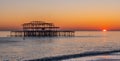 Old Brighton Pier in the sunset Royalty Free Stock Photo