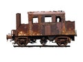 old broken abandoned train on white background Royalty Free Stock Photo