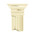 Old broken antique marble pillar, stone column ruin architectural element vector illustration Royalty Free Stock Photo