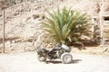 An old broken ATV without a wheel. Dahab, South Sinai Governorate, Egypt Royalty Free Stock Photo
