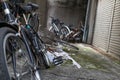 Old broken bicycles, Tokyo, Japan, close up