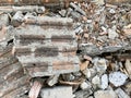 broken Brick pieces stack at construction site work place Royalty Free Stock Photo