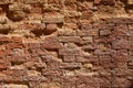 Old broken brick wall texture background, sunlight Royalty Free Stock Photo