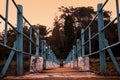 An old broken bridge with metal sheets and bars in a remote village in India