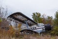 Old broken burned russian airplane