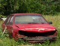 Old broken car in nature.