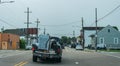 Old broken car pickup on the highway in the old French Quarter of New Orleans