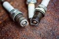 Old broken car spark plugs Royalty Free Stock Photo