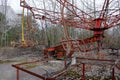 An old broken carousel in the abandoned city of Pripyat. Abandoned amusement park Royalty Free Stock Photo