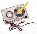 Old broken cassette. Royalty Free Stock Photo