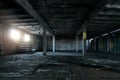 Old broken empty abandoned industrial building interior Royalty Free Stock Photo