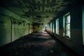 Old broken empty abandoned industrial building interior Royalty Free Stock Photo