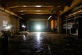 Old broken empty abandoned industrial building interior Royalty Free Stock Photo