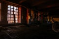 Old broken empty abandoned industrial building interior Royalty Free Stock Photo