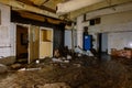 Old broken empty abandoned industrial building interior Royalty Free Stock Photo