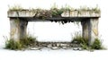Old broken fireplace with decayed structure and plants growing out of it in a rustic setting Royalty Free Stock Photo