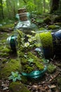 An old and broken glass bottle