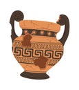 Old broken greece pottery flat icon Vintage amphora