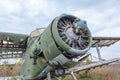 Old broken green russian airplane Royalty Free Stock Photo