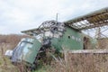 Old broken green russian airplane