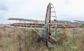 Old broken green russian airplane