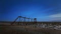 Old broken jetty during blue hour Royalty Free Stock Photo