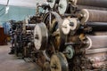 Old broken looms in an abandoned textile factory Royalty Free Stock Photo